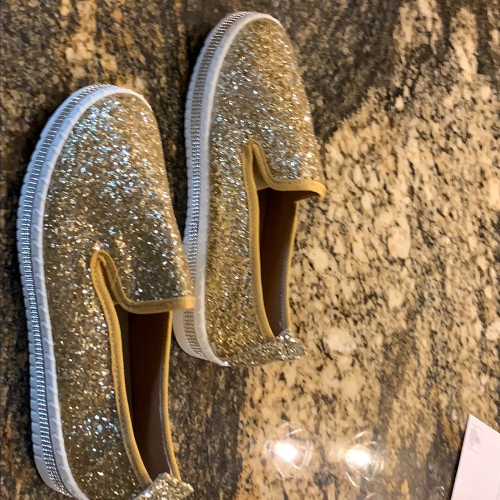 Gold glitter shoes
